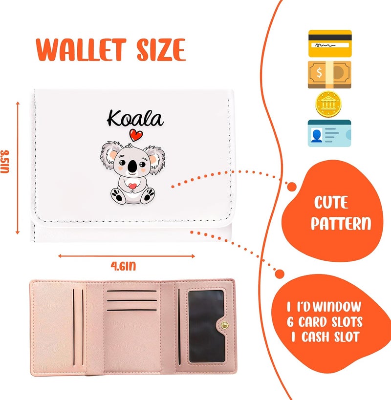 BJDAMAI Koala Wallet For Teens Kids Girls Age 6,7,8,9,10,11,12, Small Slim Thin Mini Compact Women Wallet, Animal Lovers Gifts Stuff, Cash Card Coin Pocket Window For Female! - Image 2